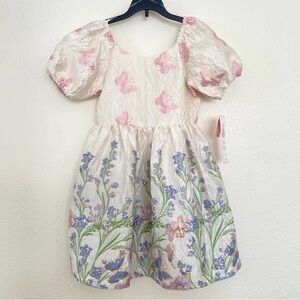 NEW Rare Editions Big Girls Floral Butterfly Brocade Social Dress Size 10 Sz 12